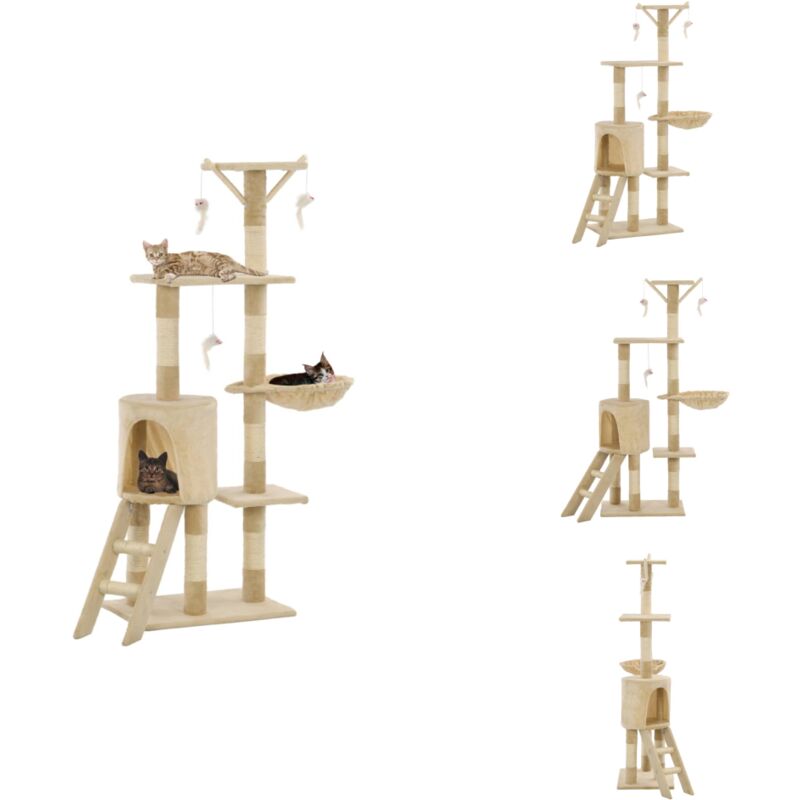 Vidaxl - Katzen-Kratzbaum mit Sisal-Säulen 138 cm Beige - Katzen Kratzbaum - Sisalsäule - Kletterbaum - Katzenmöbel - Kuschelhöhle