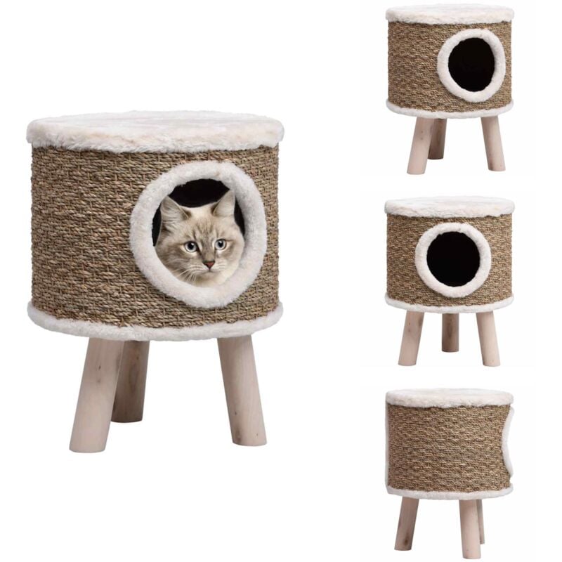 Vidaxl - Kratzbaum mit Holzbeinen 41 cm Seegras - Kratzbaum - Katzenmöbel - Katzenhaus - Katzenhöhle - Seegrasteppich