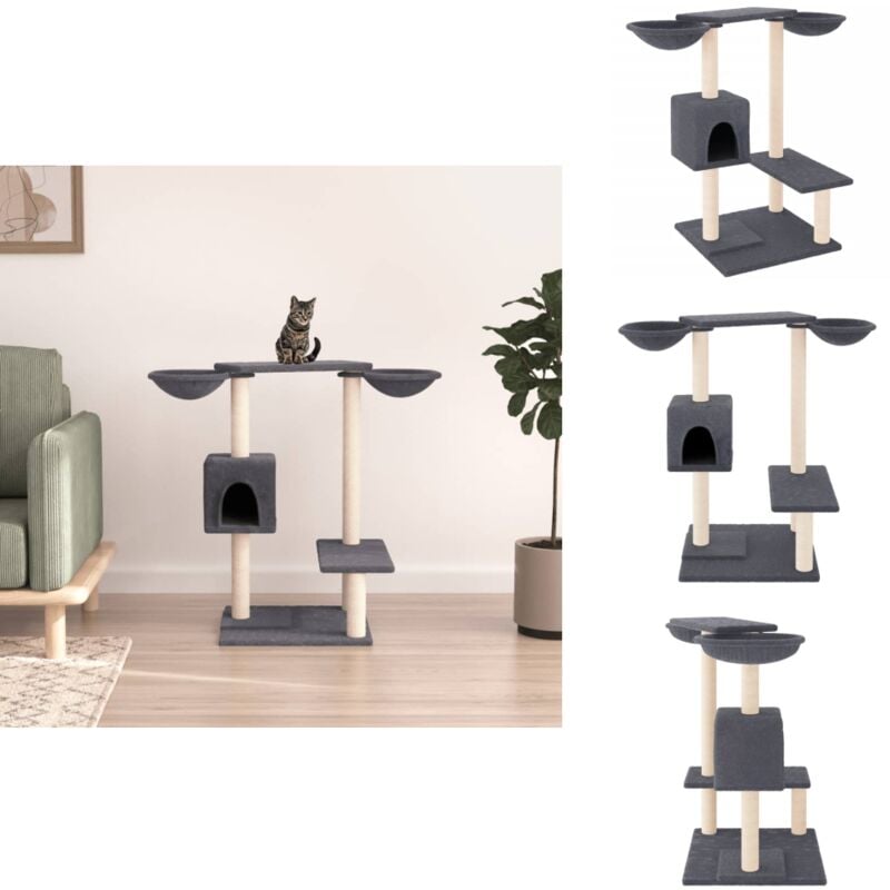 Vidaxl - Kratzbaum mit Kratzsäulen Dunkelgrau 82 cm - Katzenkratzbaum - Kratzbaum Sisal - Katzenmöbel - Katzenturm - Kratzplatz