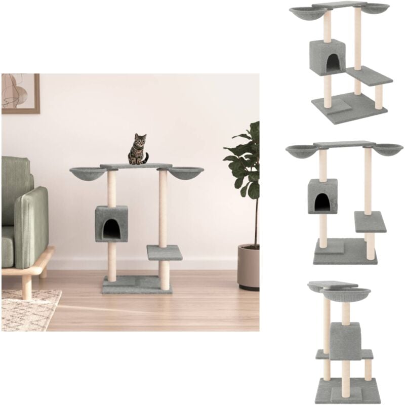 Vidaxl - Kratzbaum mit Kratzsäulen Hellgrau 82 cm - Katzenkratzbaum - Kratzbaum Sisal - Kratzbaum Grau - Katzenmöbel - Katzenhaus