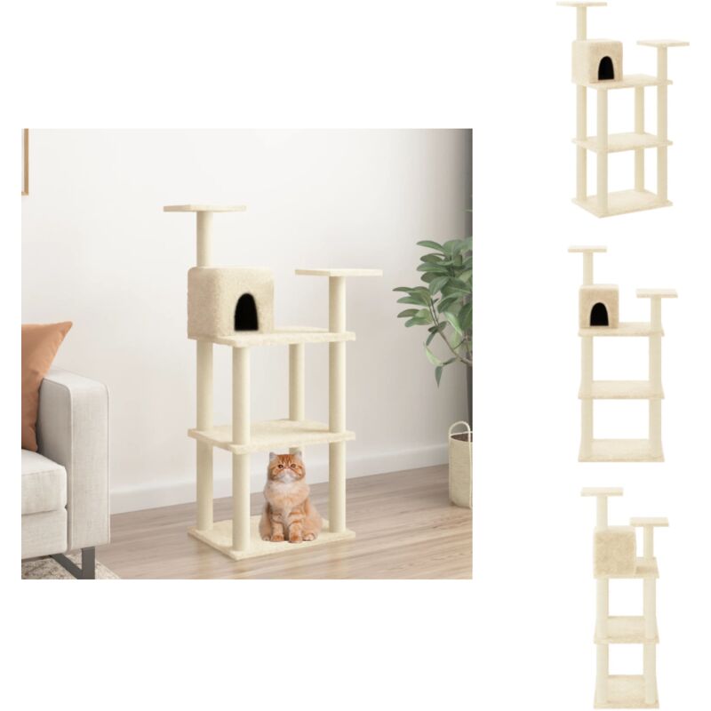 Vidaxl - Kratzbaum mit Sisal-Kratzsäulen Creme 118,5 cm - Kratzbaum - Katzenbaum - Kratzpfote - Sisalkratzbaum - Holzkatzenbaum