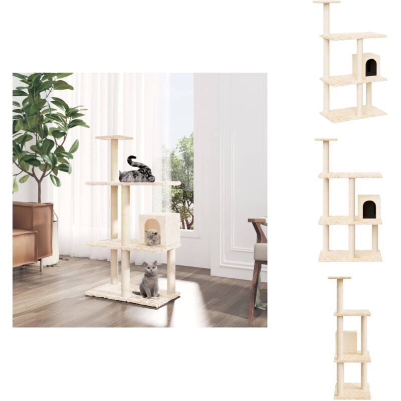 Vidaxl - Kratzbaum mit Sisal-Kratzsäulen Creme 119 cm - Katzen Kratzbaum - Kratzbaum Sisal - Katzenkletterbaum - Katzenhaus - Katzenmöbel