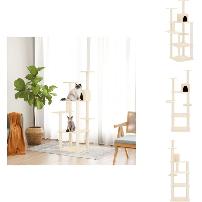 Vidaxl - Kratzbaum mit Sisal-Kratzsäulen Creme 153 cm - Katzenkratzbaum - Kratzbaum Sisal - Katzenmöbel - Kratzbaum Creme - Katzenhaus