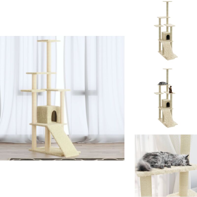 Vidaxl - Kratzbaum mit Sisal-Kratzsäulen Creme 155 cm - Katzenbaum - Kratzbaum - Sisalkratzbaum - Katzenmöbel - Katzenspielzeug