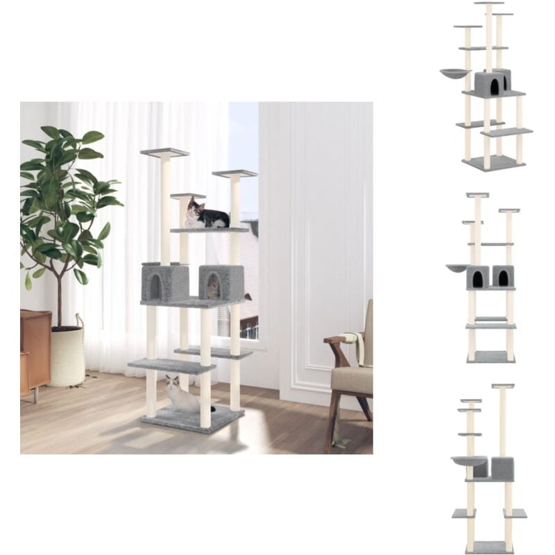 Vidaxl - Kratzbaum mit Sisal-Kratzsäulen Hellgrau 167 cm - Katzenkratzbaum - Kratzbaum Sisal - Katzenmöbel - Katzenkletterbaum - Katzensofa