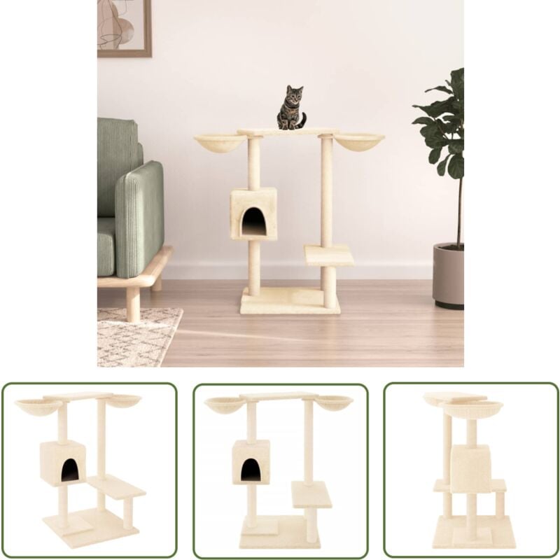 Maison Chic - The Living Store Kratzbaum mit Kratzsäulen Creme 82 cm - Katzenkletterbaum - Kratzbaum - Katzenmöbel - Kratzsäule - Sisalkratzbaum
