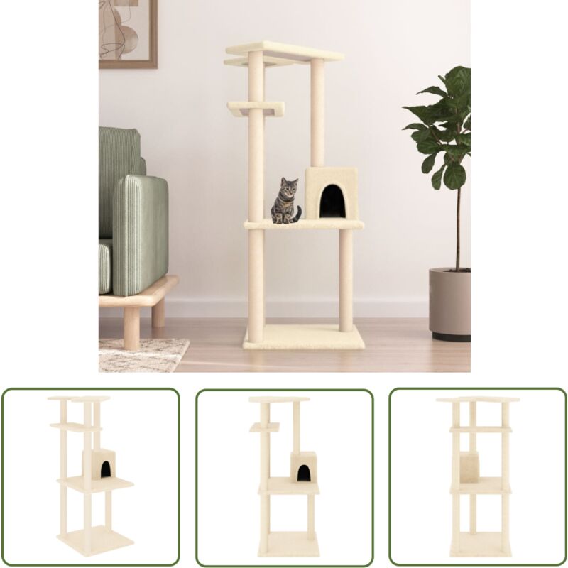 Maison Chic - The Living Store Kratzbaum mit Sisal-Kratzsäulen Creme 123 cm - Katzenkratzbaum - Kratzbaum Sisal - Katzenmöbel - Katzenturm