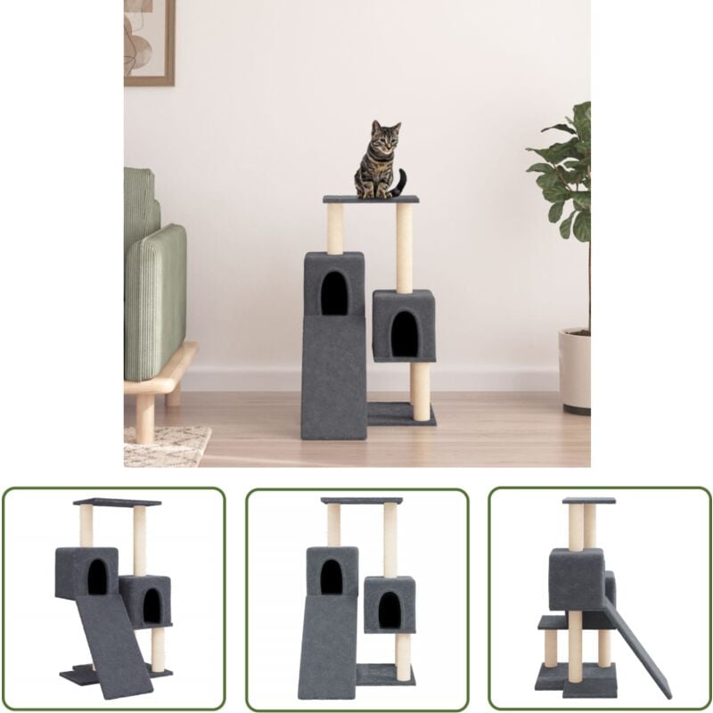 Maison Chic - The Living Store Kratzbaum mit Sisal-Kratzsäulen Dunkelgrau 82 cm - Katzenkratzbaum - Kratzbaum Sisal - Katzenmöbel - Katzenkletterbaum