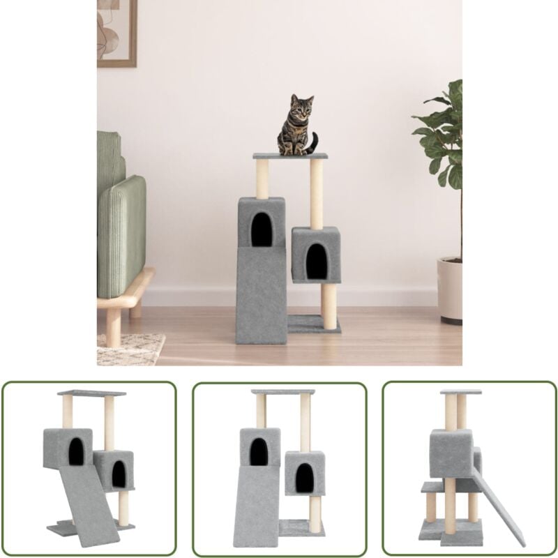 The Living Store Kratzbaum mit Sisal-Kratzsäulen Hellgrau 82 cm - Katzenkratzbaum - Kratzbaum Sisal - Katzenmöbel - Katzenspielzeug - Kratzbaum
