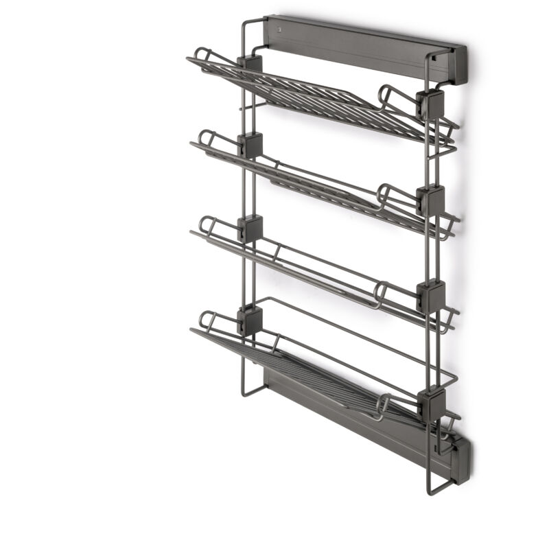 Ausziehbares seitliches Schuhregal für Schränke und begehbare Kleiderschränke Quartz, Rechts, Stahl, Titanium - Emuca