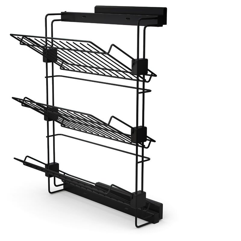 Ausziehbares seitliches Schuhregal für Schränke und begehbare Kleiderschränke Hack, Rechts, Tiefschwarz lackiert - Emuca