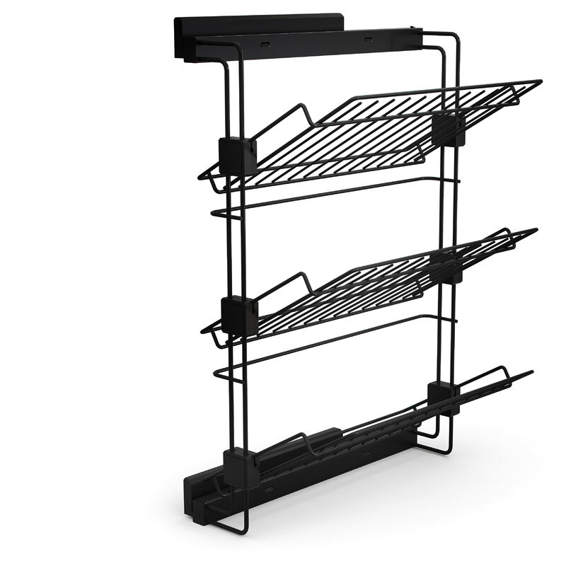 Emuca Ausziehbares seitliches Schuhregal für Schränke und begehbare Kleiderschränke Hack, Links, Tiefschwarz lackiert