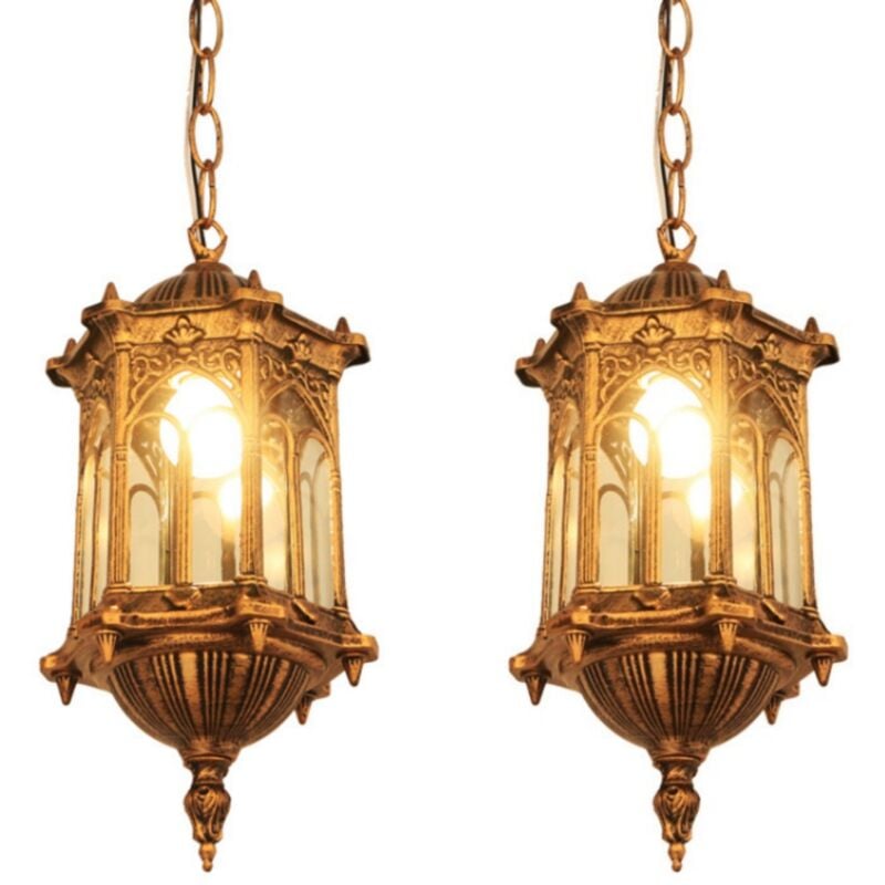 Vintage Industrialle Pendelleuchte Metall Glas Hängelampe Innenbereich Deckenleuchte Käfig Kronleuchter Bronze 2 Stücke