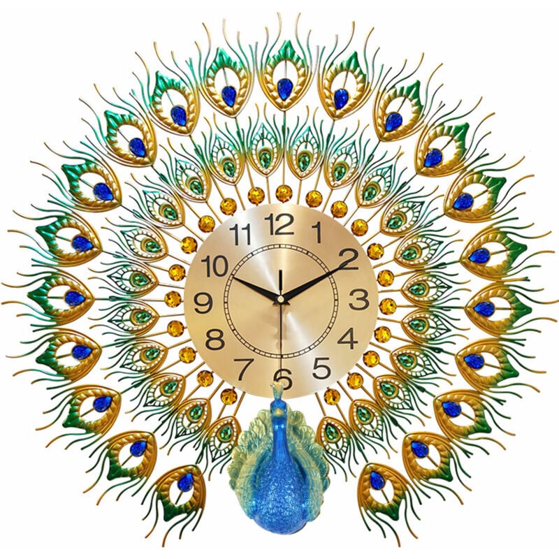 Kreative Pfau Wanduhr Metalluhr Wandmontierte Uhr Wall Clock Wohnkultur Geschenk Wanduhr Wandhängende Wanddekoration