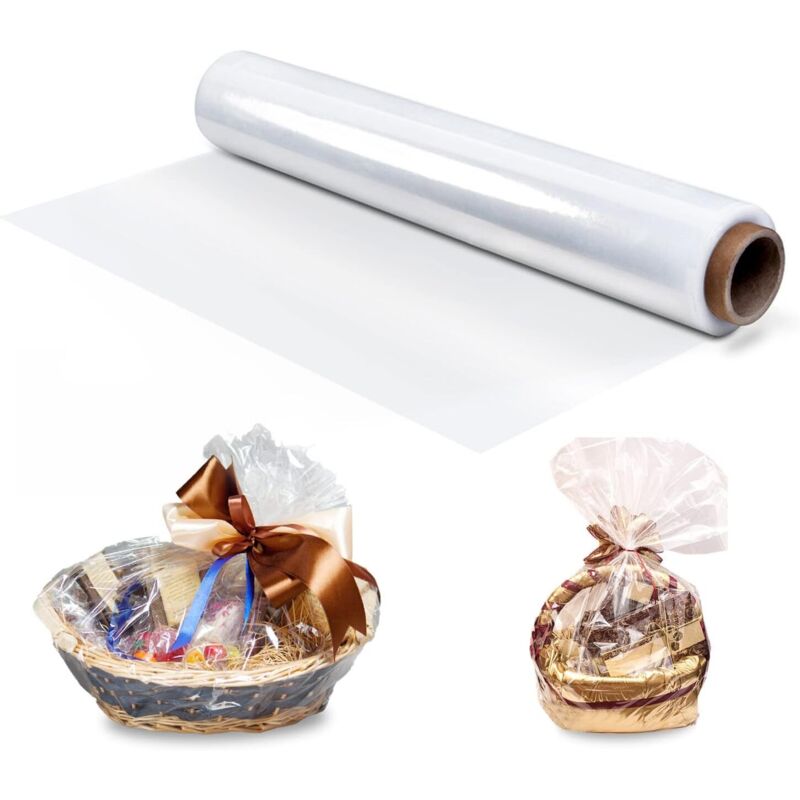 Kristallpapier, 30 m x 80 cm transparentes Kristallpapier, Geschenkpapier für Floristen, geeignet zum Verpacken von Blumen, Früchten und Süßigkeiten