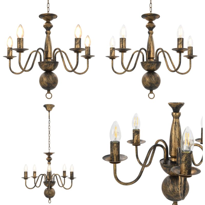 Vidaxl - Kronleuchter Antik Schwarz 5×E14-Glühbirnen - Kronleuchter - Deckenleuchte - Home & Living - Schwarz