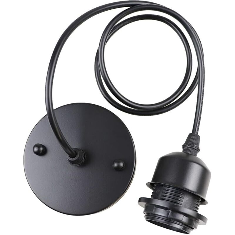 Retro-Industrie-Kronleuchter-Lampenkopf, Zubehör für Café-Kronleuchter, einflammig, klein, Hängelampe, Fassung, schwarzes Kabel, Länge 1,2 Meter