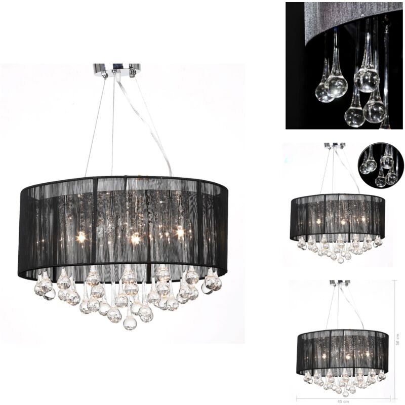 Vidaxl - Kronleuchter - Kristall Kronleuchter mit 85 echten Glas Kristallen schwarz - Schwarz