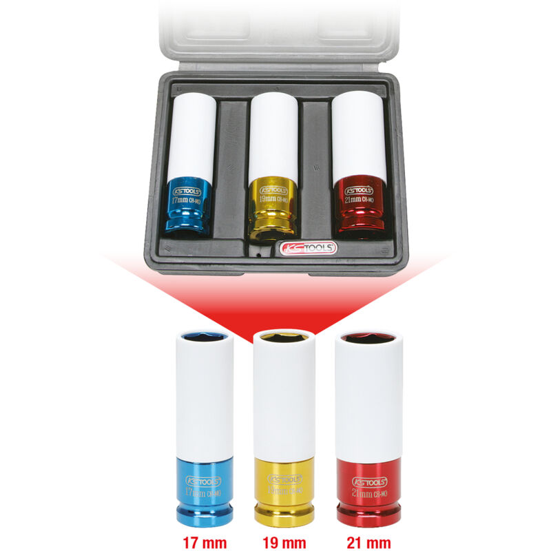 Ks Tools Alu-Felgen Kraft-Stecknuss-Satz 1/2', 3-tlg
