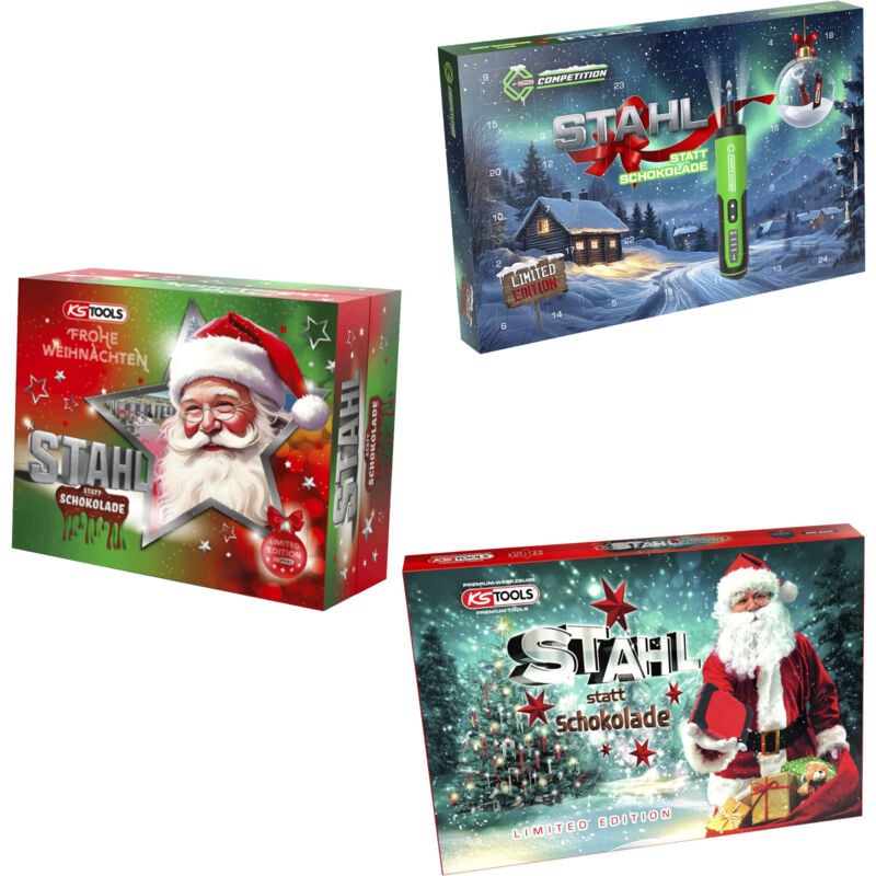 KS TOOLS Adventskalender MEGA-Paket 2025 mit 3 Adventskalender, 96-tlg.