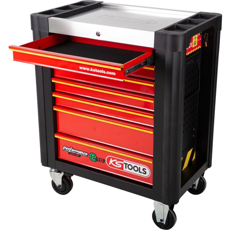 PERFORMANCEplus e10 SCHWARZ/ROT Werkstattwagen mit 7 Schubladen