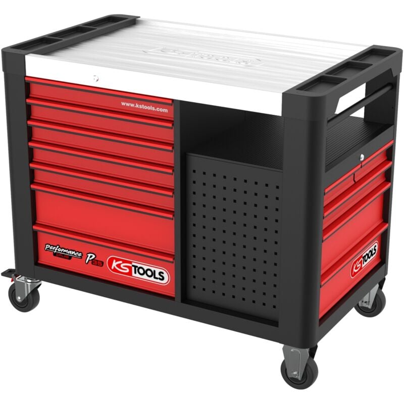Ks Tools Werkstattwagen PERFORMANCEplus P35 schwarz/rot, mit 12 Schubladen