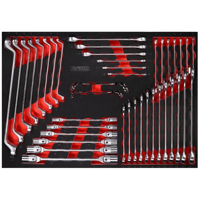 Ks Tools Schraubenschlüssel-Satz in Schaumstoffeinlage, 41-tlg., für Werkstattwagen und Werkzeugkoffer