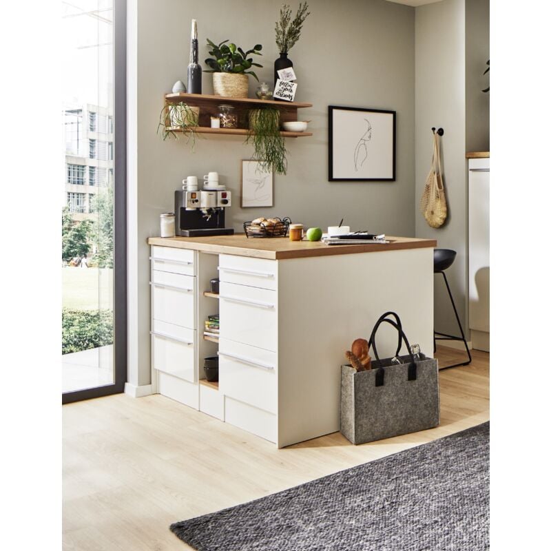 Respekta - Küche Kücheninsel Gabriel 150 cm mit Hängeregal Weiß