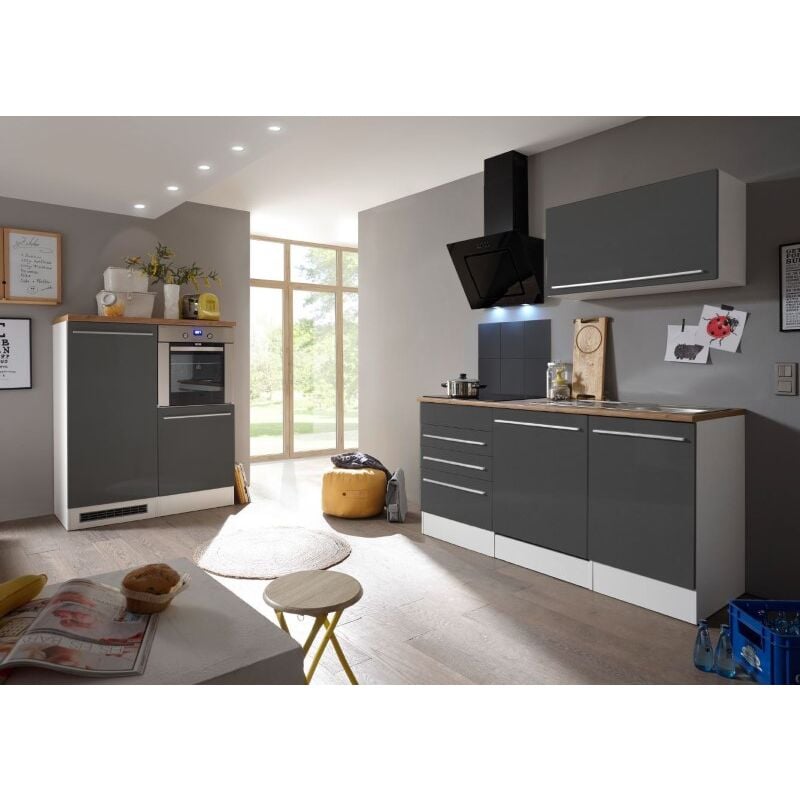 Küche Küchenzeile Leerblock Einbauküche Grau Gabriel 290 cm Respekta Premium