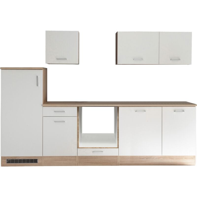 Küche Küchenzeile Leerblock Einbauküche Petunia 280 cm Eiche Natura Respekta