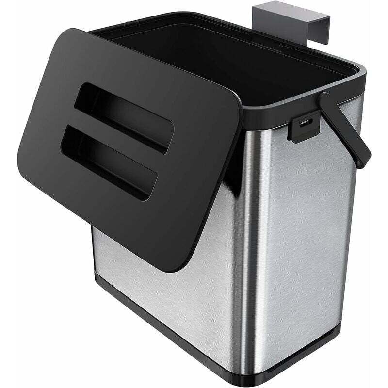 Rnemitery - Küchen-Mülleimer, Mülleimer, wandmontierter Mülleimer für Schranktür, Anti-Fingerabdruck-Edelstahl-Hänge-Mülleimer (3 l)