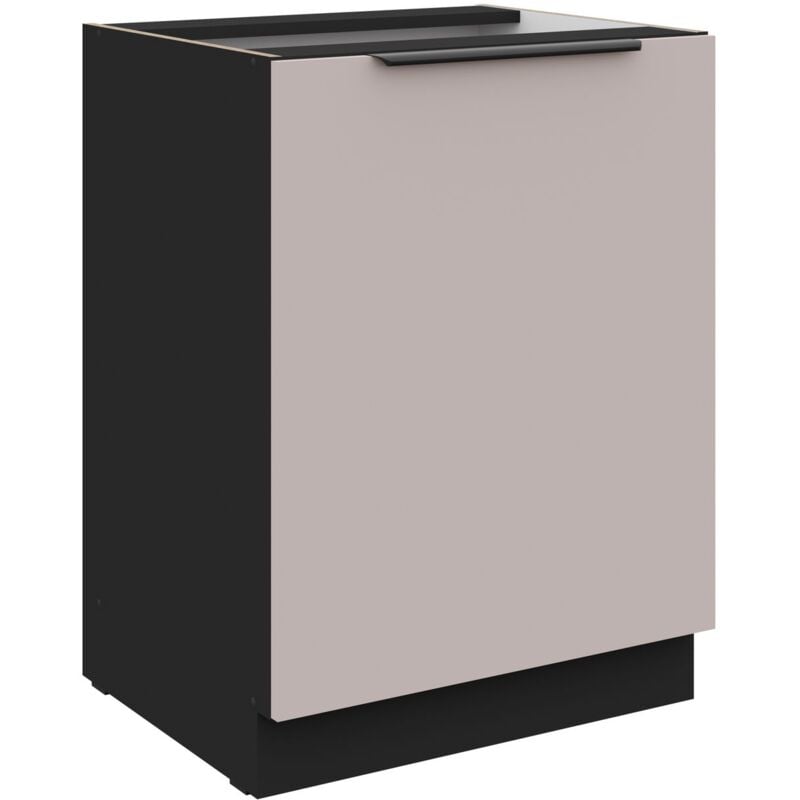 Küchen Preisbombe - Küchen Unterschrank 60 cm Küche arona Kaschmir beige matt + Schwarz matt Küchenzeile Küchenblock Küche Einbauküche