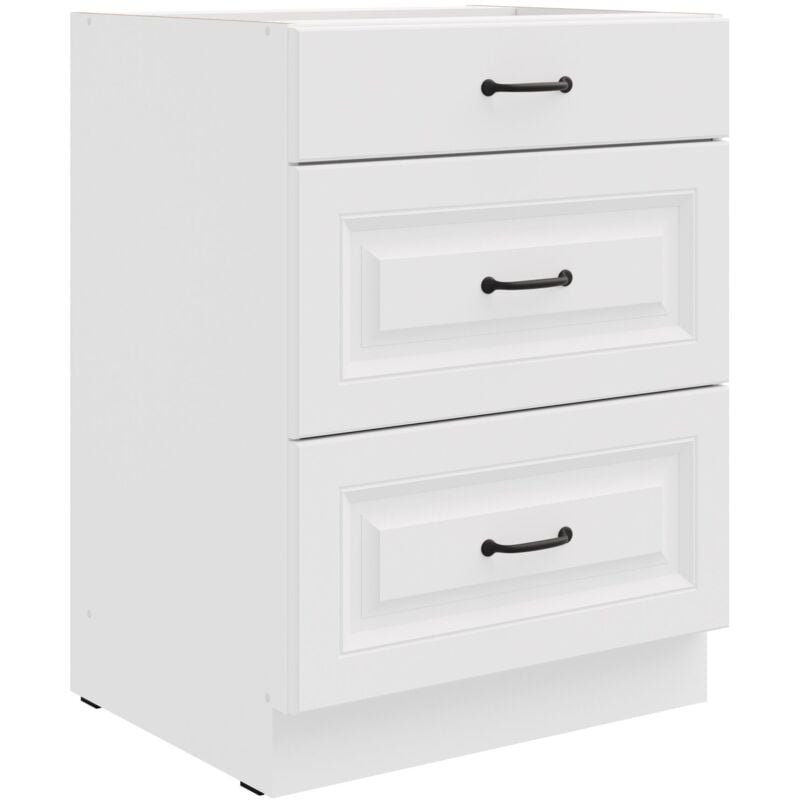 Küchen Preisbombe - Küchen Unterschrank 60 cm Stilo Weiß Vollauszug Soft-Close Küche Einbauküche