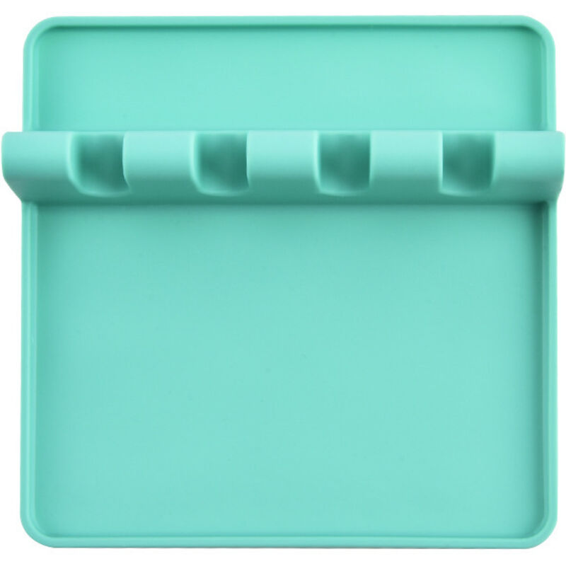 Küchenabtropfgestell aus Silikon mit Abtropfmatte, Löffel- und Gabelhalter, ideal für Arbeitsplatte und Herdplatte, hitzebeständig und BPA-frei, grün