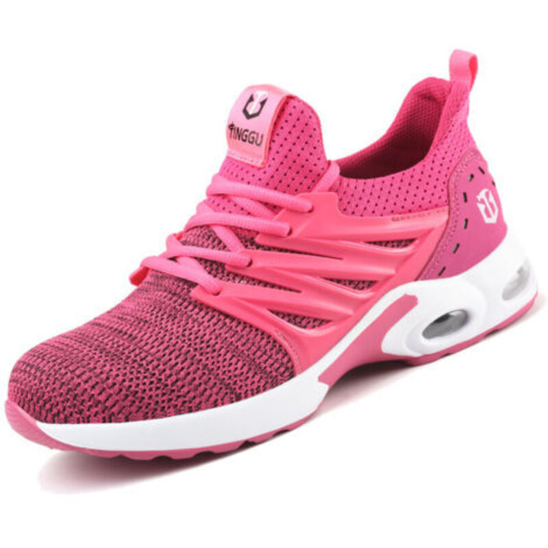 Sicherheitsschuhe für Damen und Herren, Sicherheitsschuhe, Arbeitsschuhe, Bauschuhe, Sicherheitsschuhe mit Stahlkappe, Rosa, Größe 38
