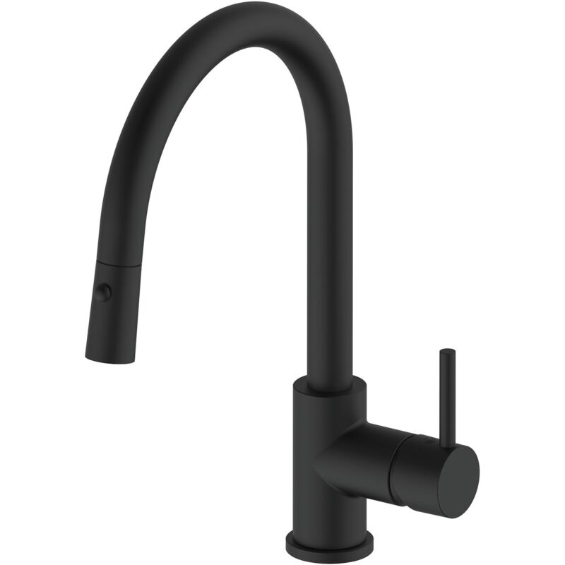 Küchenarmatur MIX/35D - druckfeste Armatur ausziehbar mit langlebigem Keramikscheiben, schwarz matt