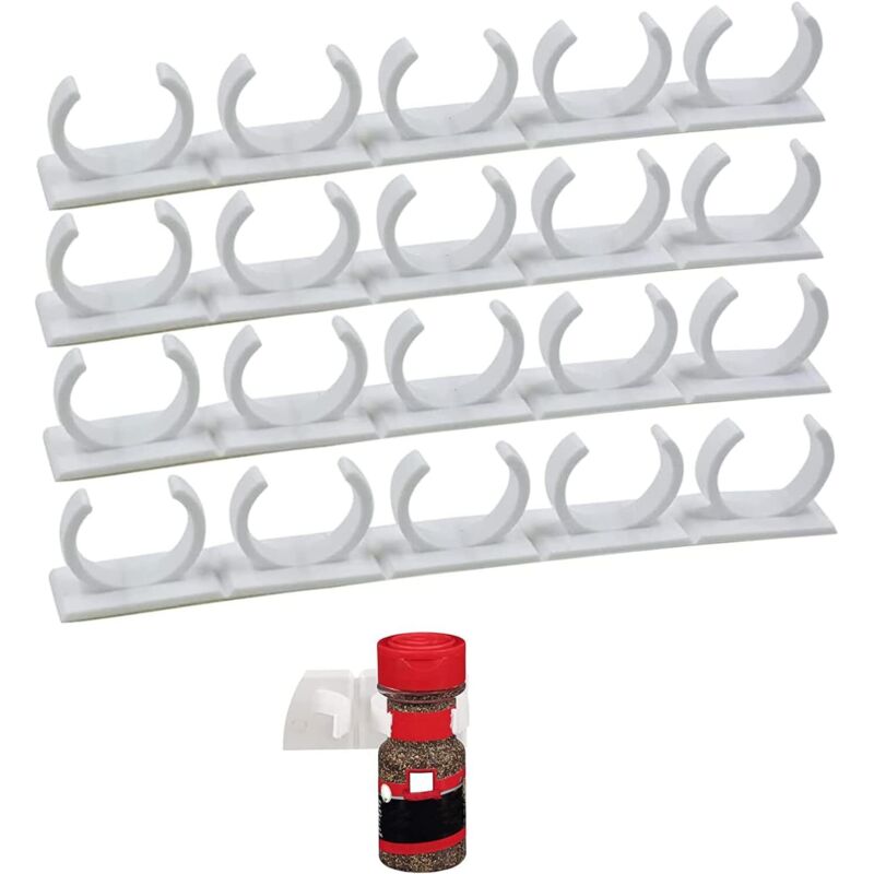 Küchengewürzorganizer, wandmontierte Gewürzgläser mit Ablage, originelle Wandhalterung für Schränke, weiß, 4 Schubladen - 20 Halter