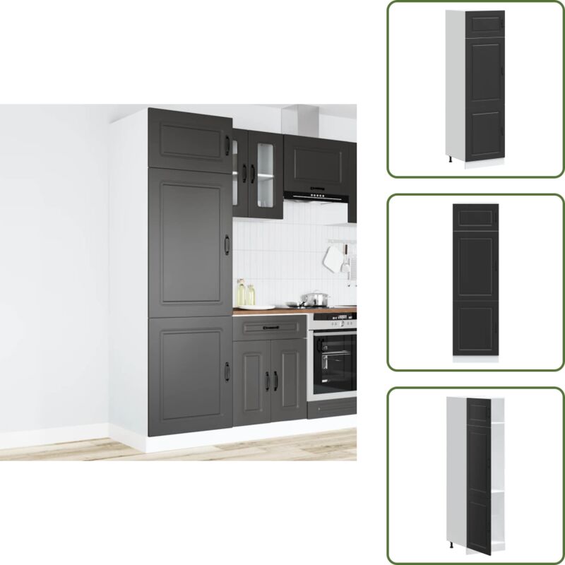 Küchenschrank Kalmar Schwarz Holzwerkstoff - Küchenschrank - Küchenschränke - Küchenschrank Weiß - Hoher Küchenschrank