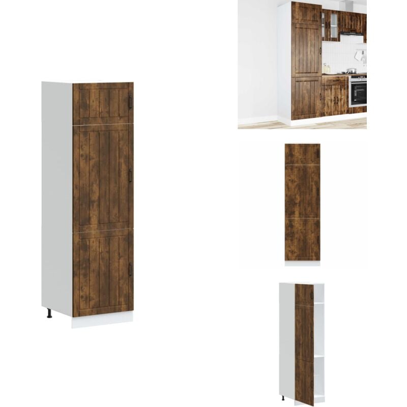 Küchenschrank Lucca Räuchereiche Holzwerkstoff - Küchenschrank - Küchenschränke - Hoher Küchenschrank - Freistehender Küchenschrank
