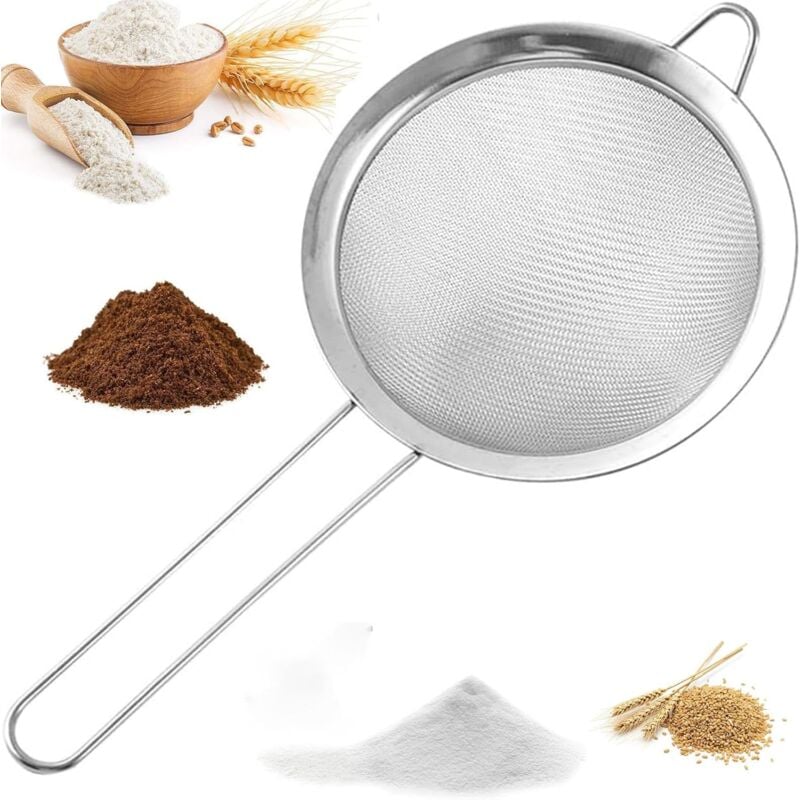 Bluedeer - Küchensieb Edelstahl, Sieb Küchensieb Feinmaschig Mehlsieb mit Griff für Sieben, Abtropfen Nudeln, Quinoa, Puderzucker, Gemüse, Obst, Tee