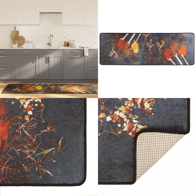 Küchenteppich Mehrfarbig 60x180 cm Waschbar Rutschfest - Küchenläufer - Samt Teppich - Wohnzimmer Teppich - Multifarbiger Teppich - Antibakterieller