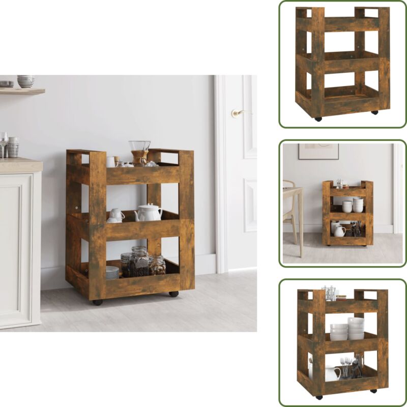 Küchenwagen Räuchereiche 60x45x80 cm Holzwerkstoff - Küchenwagen - Kücheninsel - Holzwerkstoff - Küchengeräte - Möbel