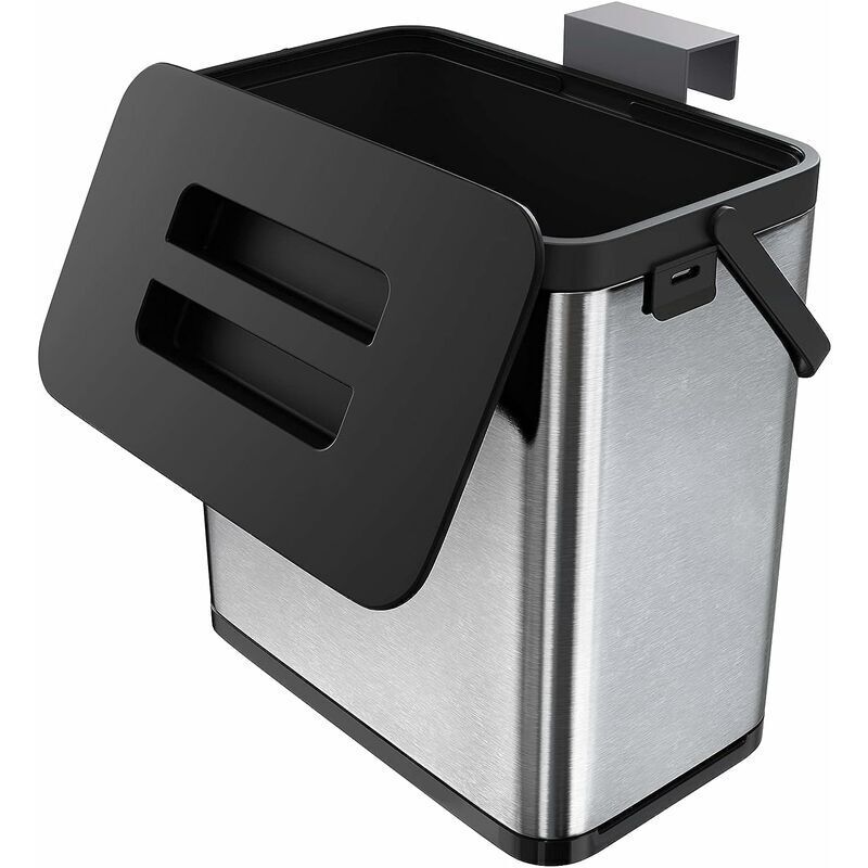 Küchen-Mülleimer, Wandmontage für Schranktür, hängender Mülleimer aus Edelstahl, Anti-Fingerabdruck (3 l)