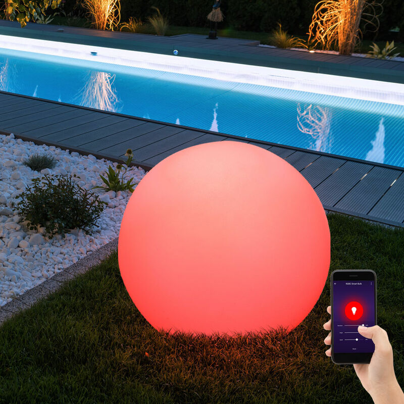 Kugelleuchte Erdspieß Steckleuchte Gartendeko Kugellampe Außenleuchte, inkl. Kabel, App-Steuerung dimmbar, Smart RGB LED 10W 806Lm, DxH 30x45 cm