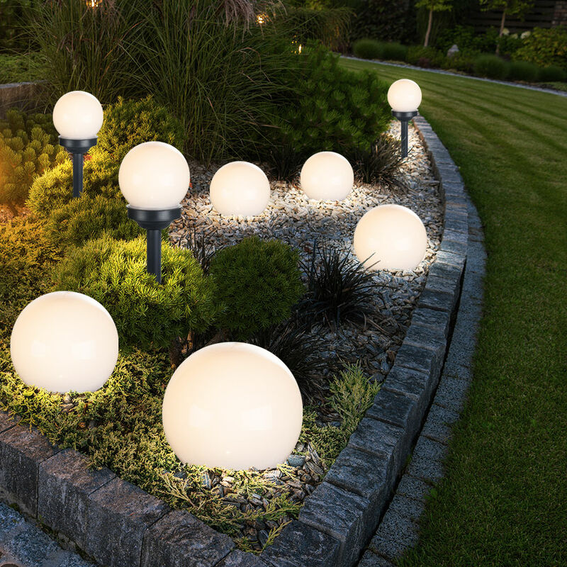 Kugelleuchte Solar 10 cm Solarleuchte Kugel Garten led Gartendeko Solarkugel für Außen klein, Leuchtdauer ca. 6-8 Stunden, h 38 cm, 8er Set