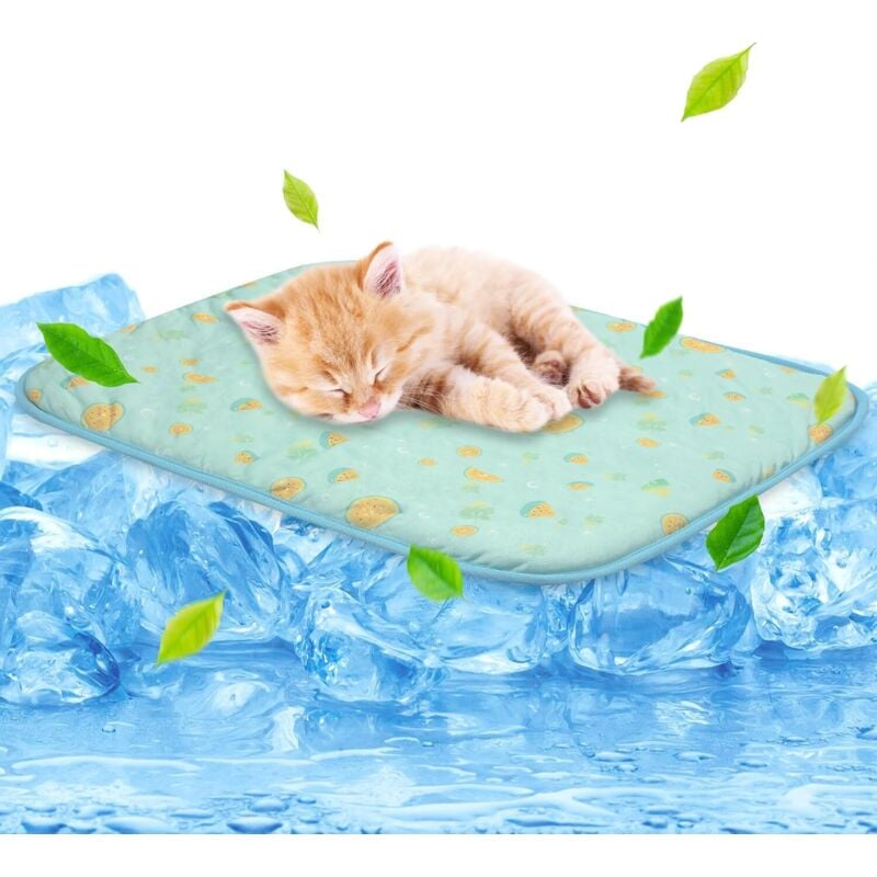 Tigrezy - Kühlmatte für Haustiere – 50 x 40 cm für Hunde und Katzen – tragbare, waschbare Kühldecke für Haustiere (grüne Früchte)