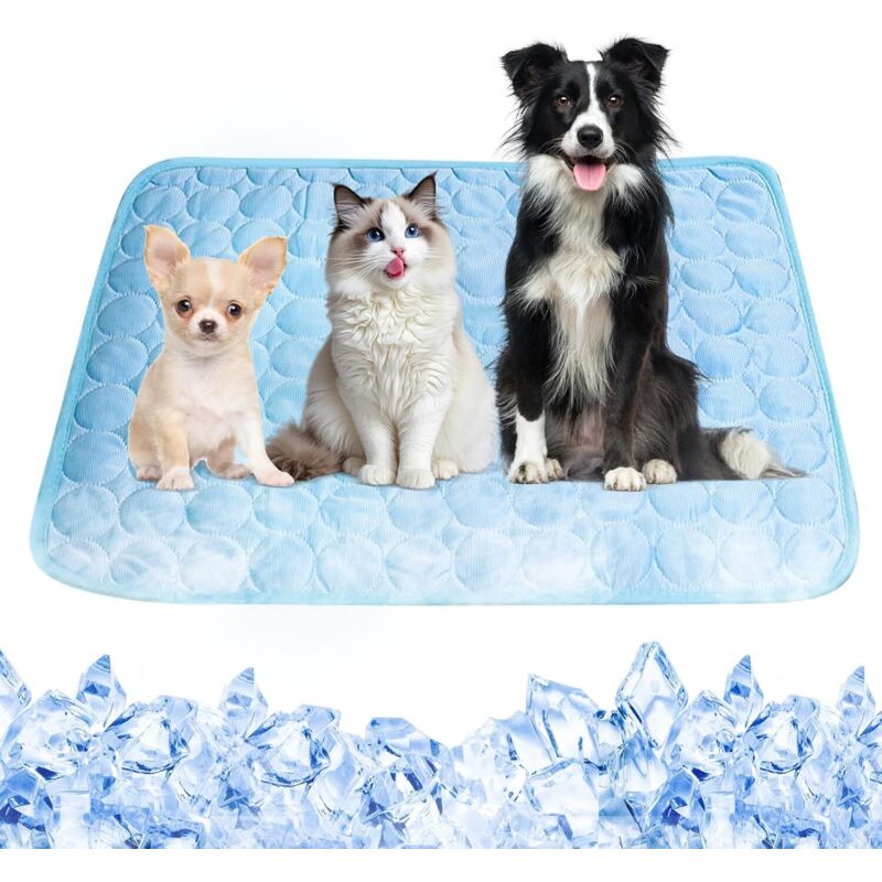 Kühlmatte für Haustiere, Kühlmatte für Hunde, Selbstkühlende Haustiermatte, für kleine und große Haustiere im Sommer (Blau)
