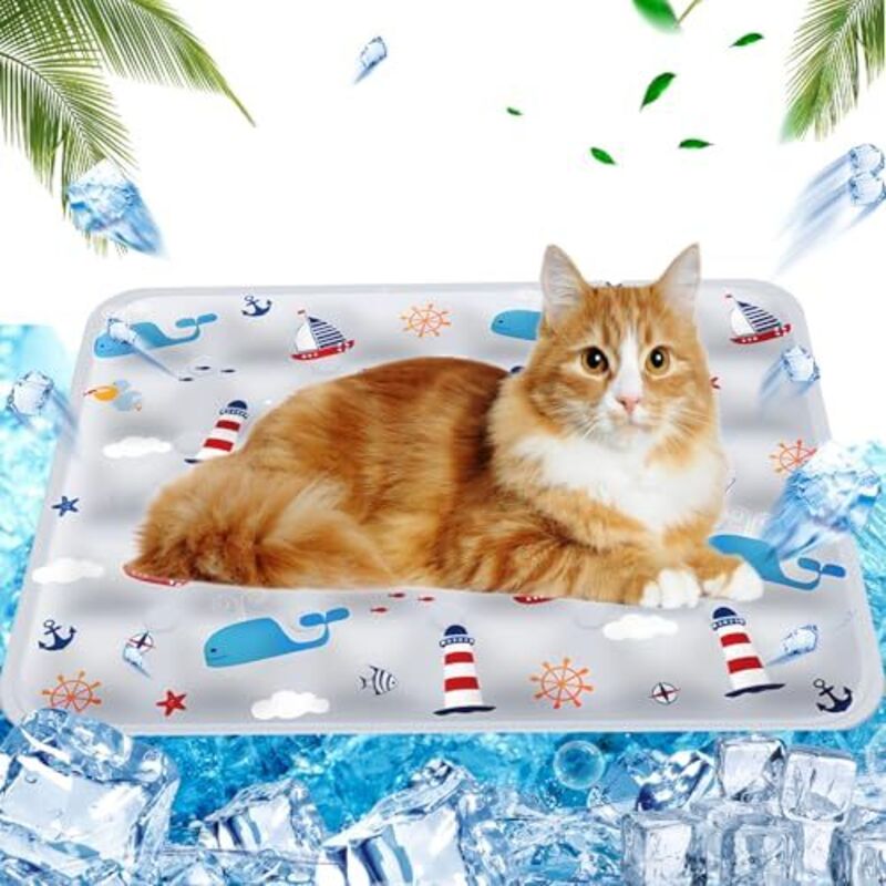 Hundekühlkissen Wasserinjektion,Katzen-Kühlmatte Matratze, Haustier-Kühlmatte Matratze, 40 x 50cm, m, Grau
