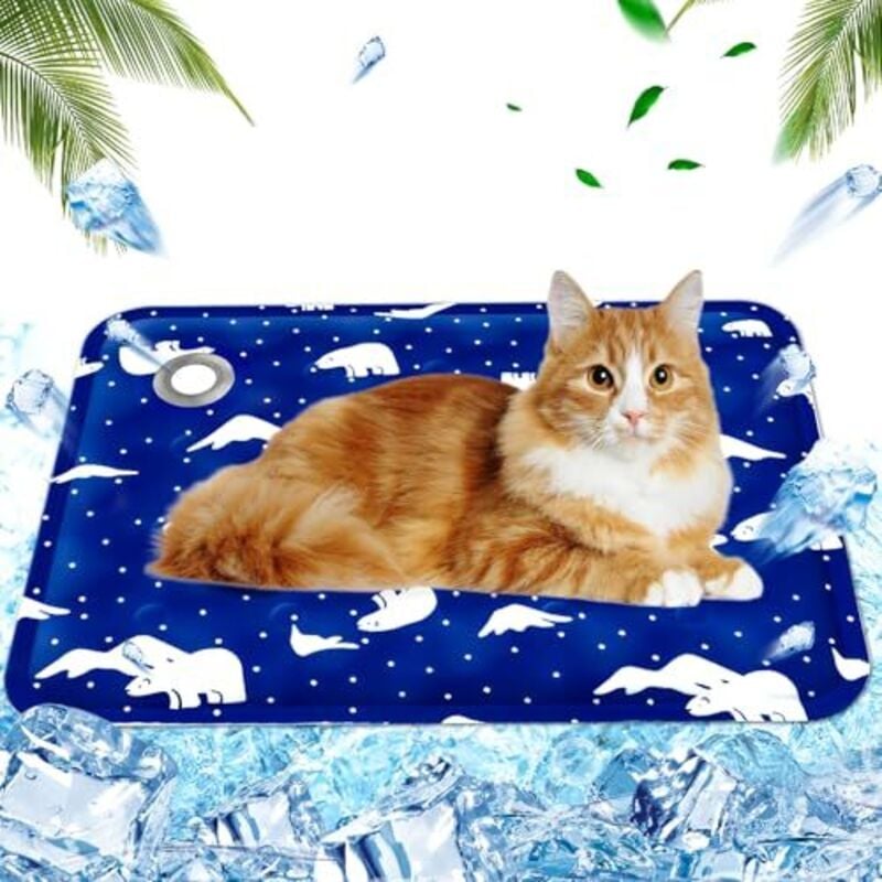 Hundekühlkissen Wasserinjektion,Katzen-Kühlmatte Matratze, Haustier-Kühlmatte Matratze, 40 x 50 cm, m, Eisbär Royalblau