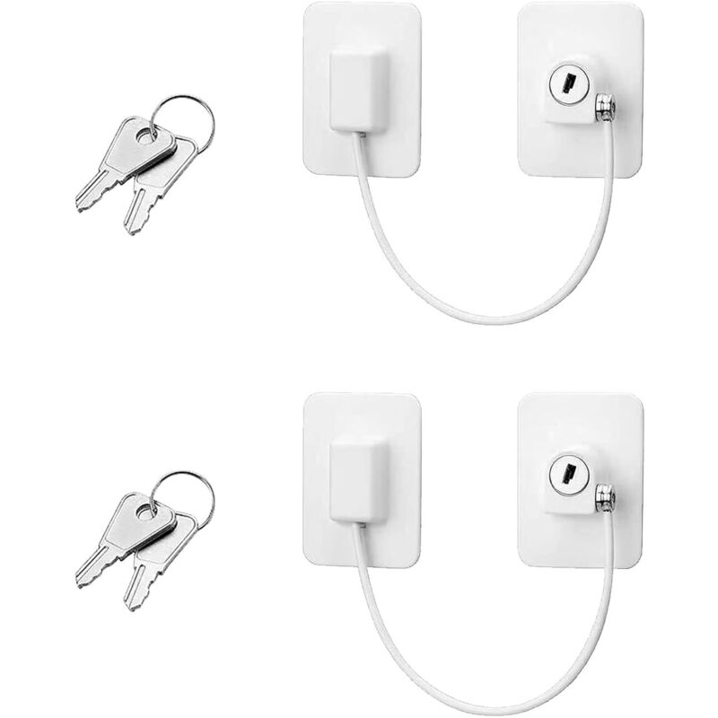 Bluedeer - Kühlschrank Schloss - 2er Pack Kühlschrankschloss mit 4 Schlüsseln, Ohne Bohren, Ideal als Kindersicherung für Kühlschrank, Waschmaschinen